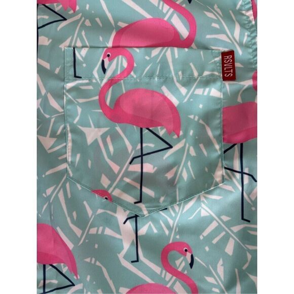 NWOT RSVLTS - PINK FLAMINGO ALL OVER Floral Hawaiian Aloha Mens S C22 - Picture 5 of 8